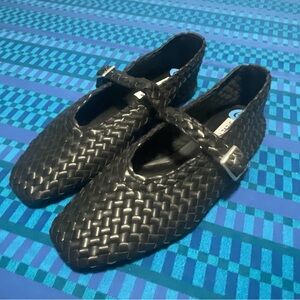 Black Woven Steve Madden Mary Jane Flats